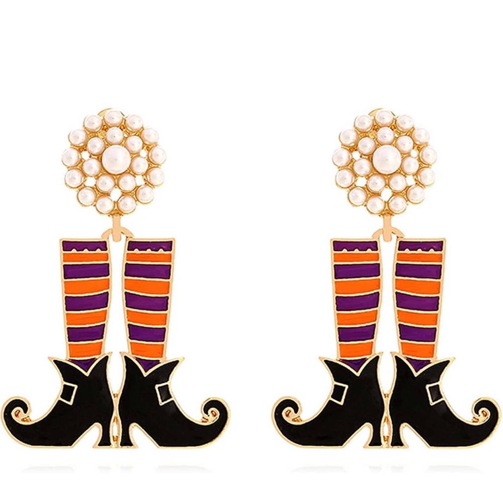 Halloween Pumpkin Earrings Crystal Dripping Oil Earrings Studs Cute Sparkly